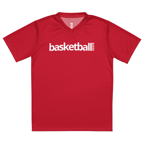 Basketball &God Crimson Recycled Unisex Sports Jersey T-Shirt